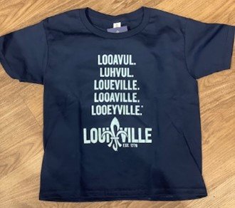 Kids Shirt, Stacked Logo, Navy, S